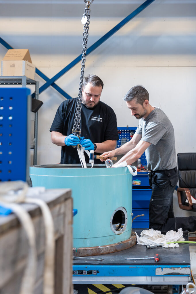 Employees working on Bioreactors inside G&O Bioreactors production facility